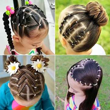 1000Pcs Hair Rubber Bands, Soft Small Hair Elastics for Girls and Women, 2pcs Topsy Tail Tools, 1 Rat Tail Comb, Pink Schembo