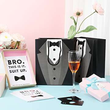 Tenare Groomsmen Gifts Set of 40 Includes 10 Groomsmen Bags, 10 Poker Bottle Cap Opener, 10 Groomsman Proposal Cards Best Man Cards with 10 Envelopes for Wedding Party Supplies