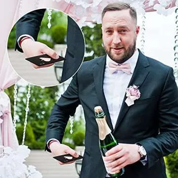 Tenare Groomsmen Gifts Set of 40 Includes 10 Groomsmen Bags, 10 Poker Bottle Cap Opener, 10 Groomsman Proposal Cards Best Man Cards with 10 Envelopes for Wedding Party Supplies