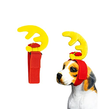 Dog Antler Headband for Small Dogs, Reindeer Headband with Adjustable Strap Pet Cosplay Costume Hall...