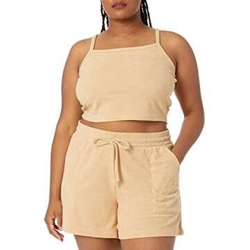 The Drop Women's Sage Cropped Towel Terry Tank Top