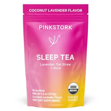 Pink Stork Organic Sleep Tea - Lavender Coconut Herbal Blend for Peaceful Nights