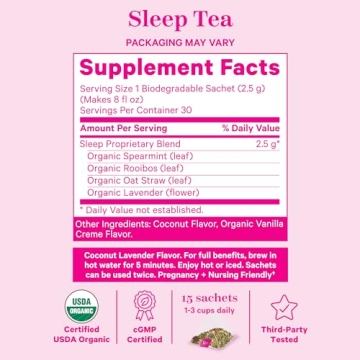 Organic Sleep Tea Lavender Coconut Herbal Blend for Restful Nights