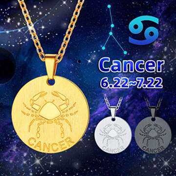 Soft String Cancer Zodiac Necklace - 18K Gold Pendant Charm