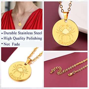 Soft String Cancer Zodiac Necklace - 18K Gold Pendant Charm