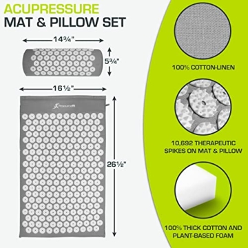 ProsourceFit Acupressure Mat Pillow Set for Pain Relief