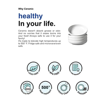 LE TAUCI Pasta Bowls Set of 4, Stylish and Practical