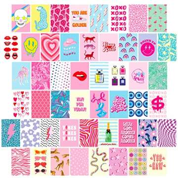 Cloncep Design Preppy Room Decor Collage Kit, 50 PCS, 4x6 Inch, Preppy Stuff Decor for Wall, Preppy Wall Collage, Preppy Pictures for Wall, Aesthetic Room Decor
