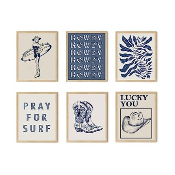 TwoDays Coastal Granddaughter Wall Art Set, Vintage Beach Prints for Room Decoration