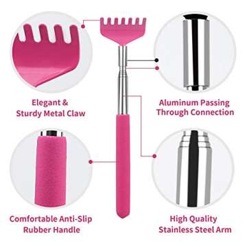 Gifts for Women,Mom Gifts from Daughter Son,Back Scratcher Extendable,Cool Stuff Gadgets Tools Gift Ideas for Her,Wife,Grandma,Coworker, Funny Gag White Elephant Gifts for Adults,Kids(Pink 2 Pack)