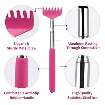 Gifts for Women,Mom Gifts from Daughter Son,Back Scratcher Extendable,Cool Stuff Gadgets Tools Gift Ideas for Her,Wife,Grandma,Coworker, Funny Gag White Elephant Gifts for Adults,Kids(Pink 2 Pack)