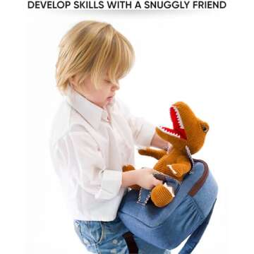 Dinosaur Backpack for Kids 3-5, Toddler Backpack for Boys with Detachable Dinosaur Toy with Pockets and Reflective Logo Patch