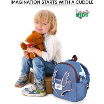 Dinosaur Backpack for Kids 3-5, Toddler Backpack for Boys with Detachable Dinosaur Toy with Pockets and Reflective Logo Patch