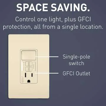 Legrand radiant GFCI Outlet with Light Switch in Light Almond