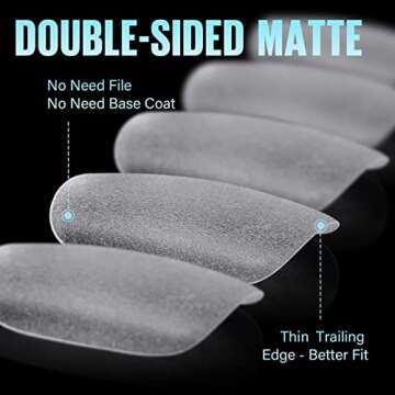 TOMICCA Short Oval Nail Tips, Acrylic Nail Tips Full Cover, 240Pcs 15Sizes Double Sided Matte Soft Gel Nail Tips for Nail Salon, Fake False Press on Nails for Home DIY Nail Art