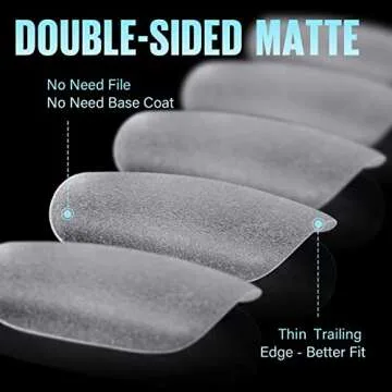 TOMICCA Short Oval Nail Tips, Acrylic Nail Tips Full Cover, 240Pcs 15Sizes Double Sided Matte Soft Gel Nail Tips for Nail Salon, Fake False Press on Nails for Home DIY Nail Art