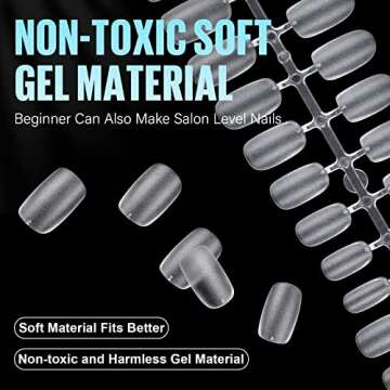 TOMICCA Short Oval Nail Tips, Acrylic Nail Tips Full Cover, 240Pcs 15Sizes Double Sided Matte Soft Gel Nail Tips for Nail Salon, Fake False Press on Nails for Home DIY Nail Art