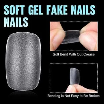 TOMICCA Short Oval Nail Tips, Acrylic Nail Tips Full Cover, 240Pcs 15Sizes Double Sided Matte Soft Gel Nail Tips for Nail Salon, Fake False Press on Nails for Home DIY Nail Art