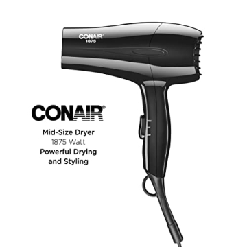 Conair 1875W Mid-Size Hair Dryer for Fast Drying