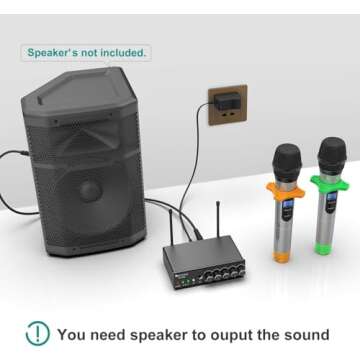 FIFINE UHF Dual Channel Wireless Handheld Microphone, Easy-to-use Karaoke Wireless Microphone System-K036