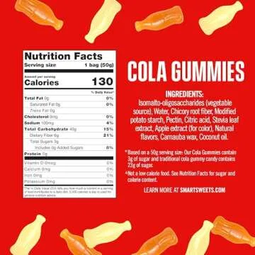 Low Sugar Smart Sweets Cola Gummies, 1.8oz Pack of 12