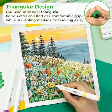 Ohuhu Brush Markers Set - Dual-Tip for Artists & Beginners