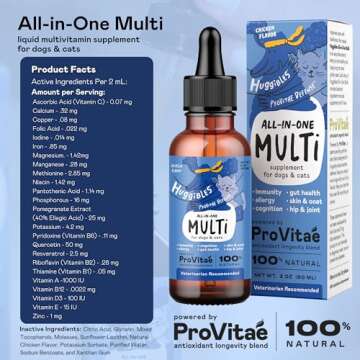 HUGGIBLES All-in-One Multi Liquid Multivitamin for Dogs and Cats – Daily Supplement with Digestive...