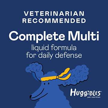 HUGGIBLES All-in-One Multi Liquid Multivitamin for Dogs and Cats – Daily Supplement with Digestive, Immunity, Allergy & Skin & Coat Support, Mobility Support – Antioxidant Blend for Longevity, 2oz