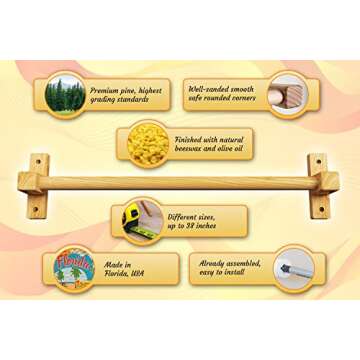 Montessori Wooden Pull Up Bar for Infants - Solid Wood