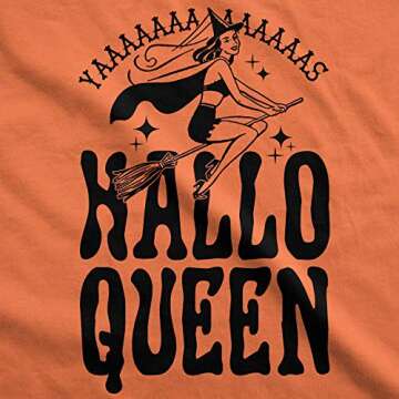 Womens HalloQueen Shirt Funny Halloween Queen Tee for Ladies Cute Costume T Shirt Funny Womens T Shi...