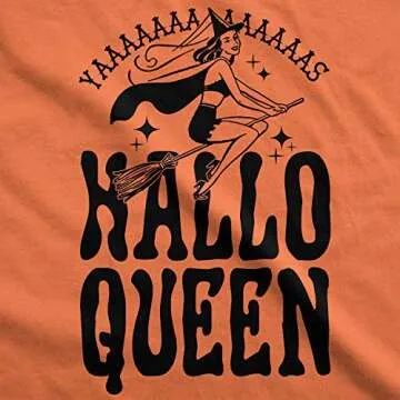 Womens HalloQueen Shirt Funny Halloween Queen Tee for Ladies Cute Costume T Shirt Funny Womens T Shi...