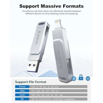 MFi Certified 128GB Photo Stick for iPhone Flash Drive,USB Memory Stick Thumb Drives High Speed USB Stick External Storage Compatible for iPhone/iPad/Android/PC