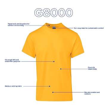 Gildan Unisex DryBlend Style G8000, Multipack T-Shirt, Black (2-pack), Large