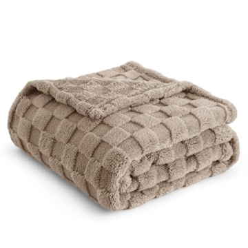 Bedsure Light Taupe Throw Blanket for Couch - Super Soft Cozy Blankets for Women, Cute Small Fleece ...