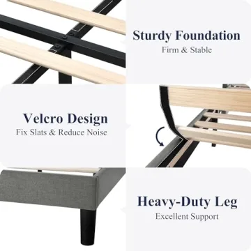 Allewie King Size Bed Frame with Upholstered Headboard