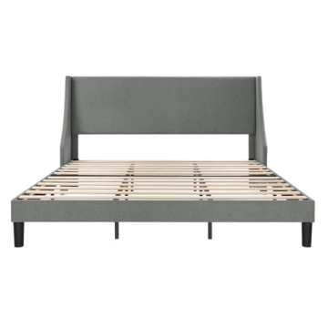 Allewie King Size Bed Frame with Upholstered Headboard