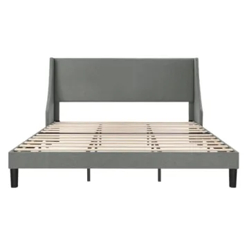 Allewie King Size Bed Frame with Upholstered Headboard