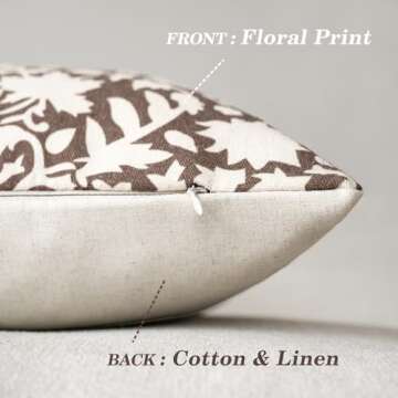 Foindtower Set of 2 Decorative Neutral Floral Throw Pillow Covers Accent Farmhouse Cushion Covers Bo...