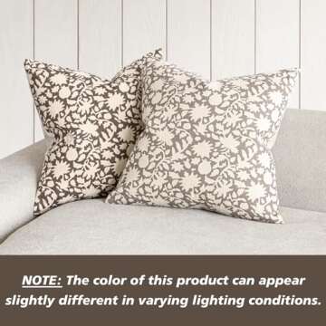 Foindtower Set of 2 Decorative Neutral Floral Throw Pillow Covers Accent Farmhouse Cushion Covers Boho Vintage Pillowcase for Couch Sofa Bedroom Living Room Home Decor Outdoor,18×18 Inch,Brown