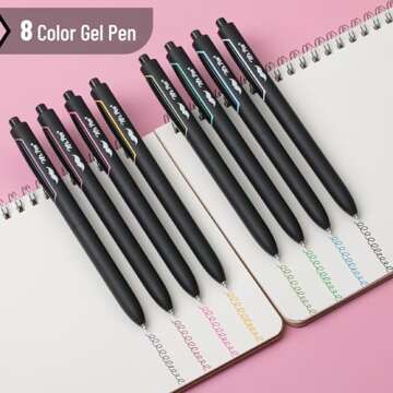 Mr. Pen- Retractable Gel Pens, 8 Pack, Pastel Color Ink Gel Pens, Gel Pens Fine Point 0.5mm, Retractable Pens, Cute Pens, Gel Ink Pens, Aesthetic Pens for Journaling Fine Tip Pens