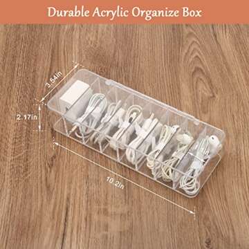 WIWAPLEX Cable Organizer Storage Box Plastic Cable Cord Management Box Power Cord Organizer Case with 10Pcs Rubber Ties for Office, Home, Desk Accessories Storage Stationery Supplies
