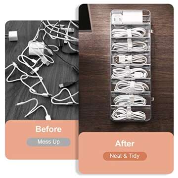 WIWAPLEX Cable Organizer Storage Box Plastic Cable Cord Management Box Power Cord Organizer Case with 10Pcs Rubber Ties for Office, Home, Desk Accessories Storage Stationery Supplies
