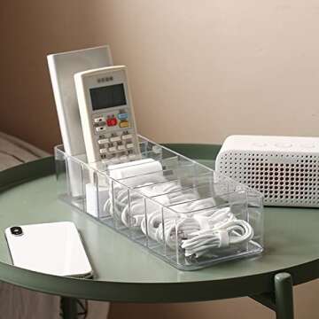 WIWAPLEX Cable Organizer Storage Box Plastic Cable Cord Management Box Power Cord Organizer Case with 10Pcs Rubber Ties for Office, Home, Desk Accessories Storage Stationery Supplies