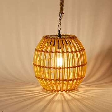 Livinlarge Hanging Solar Lantern Outdoor Waterproof, Large Solar Rattan Lantern Outdoor with Twine Handle, Bright Solar Outdoor Lights with Edison Bulb for Garden Patio Yard Decoration