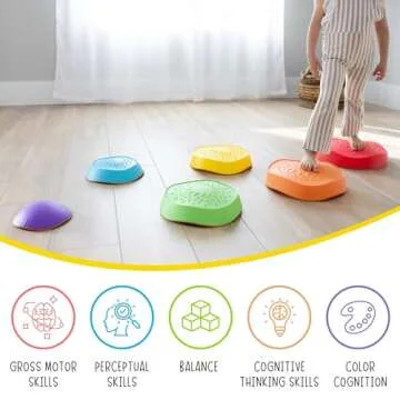 Balance Stepping Stones for Kids | Vibrant 6pc Set