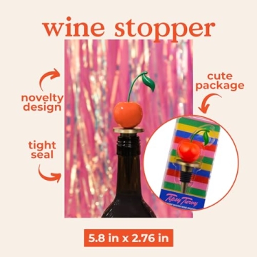 ban.do Cute Wine Stopper with Cherry Design for Wine Lovers