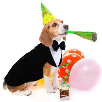 PUMYPOREITY Dog Tuxedo for Large Dogs, Dog Tuxedo and Bandana Set, Formal Dog Wedding Attire, Gentleman Dog Attire with Bowtie for Valentines Wedding Christmas Birthday, 2 Pieces/Pack, 2XL, Black