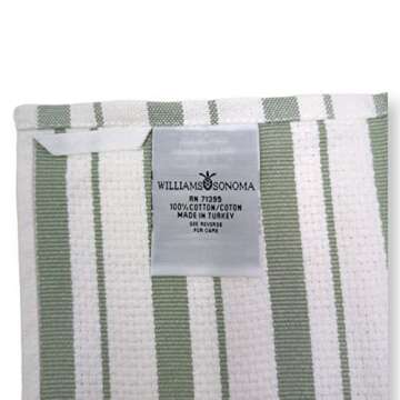 Williams-Sonoma Classic Striped Towels, Set of 4, Cotton (Sage) - Absorbent Kitchen Essentials