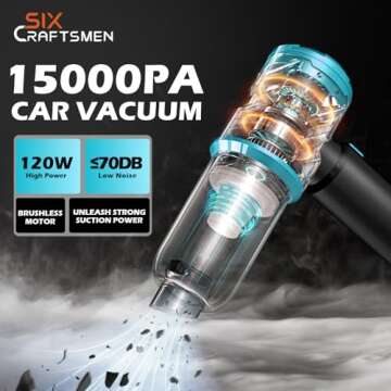 Handheld Car Vacuum Portable Cordless with 2000mAh Battery, 4 in 1 Handheld Vacuum Cleaner and Air D...