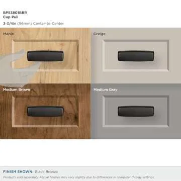 Amerock | Cabinet Cup Pull | Black Bronze | 3-3/4 inch (96 mm) Center to Center | Kane | 1 Pack | Drawer Pull | Drawer Handle | Cabinet Hardware